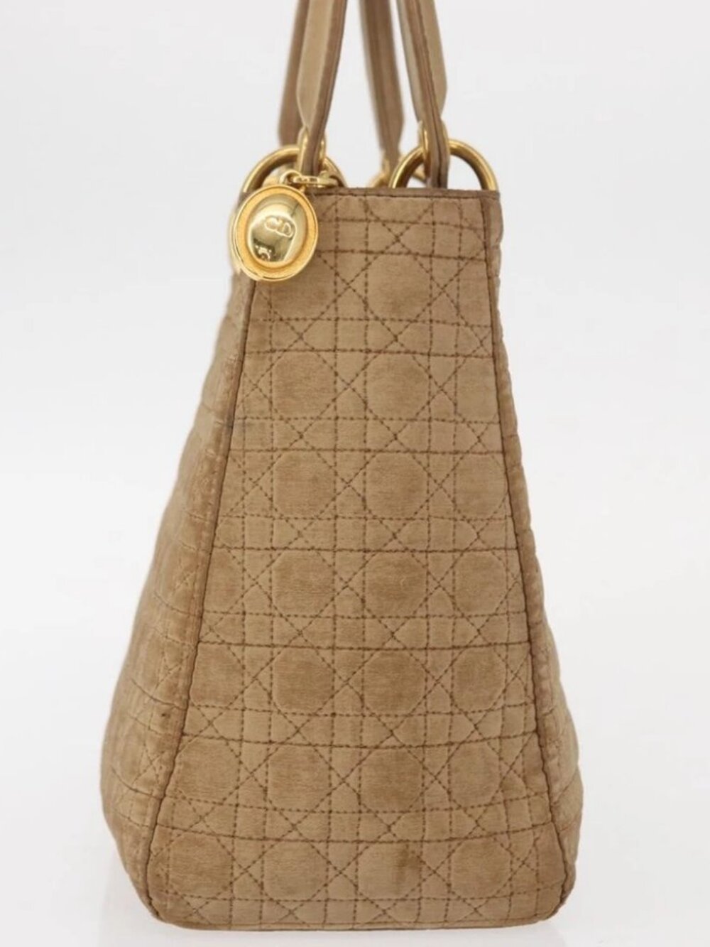 Christian Dior Lady Dior Canage Hand Bag Nylon Beige Gold - Picture 3 of 16